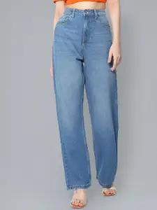 Flying Machine Women Straight Fit High-Rise Light Fade Cotton Jeans