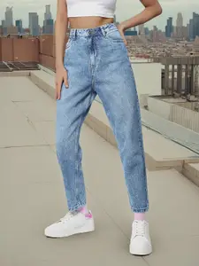 Flying Machine Women High-Rise Heavy Fade Cotton Straight Fit Jeans