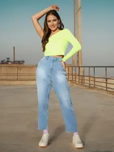 Flying Machine Women Mid-Rise Light Fade Cotton Straight Fit Jeans