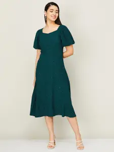 CODE by Lifestyle Puff Sleeves A-Line Midi Dress