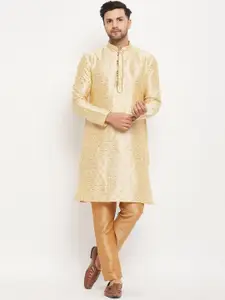 VASTRAMAY Woven Design Mandarin Collar Kurta with Pyjamas