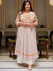 YASH GALLERY Plus Size Floral Printed Round Neck A-Line Kurta