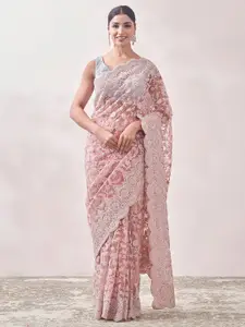 MOHEY Floral Embroidered Net Saree