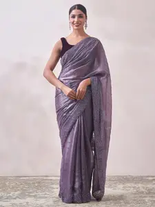MOHEY Embellished Beads and Stones Organza Saree