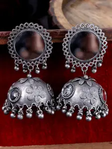 VAGHBHATT Silver-Plated Dome Shaped Jhumkas Earrings