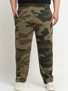 plusS Men Plus Size Camouflage Printed Straight-Fit Cotton Track Pant