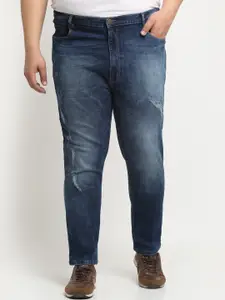 plusS Men Plus Size Comfort Mildly Distressed Light Fade Stretchable Cotton Jeans