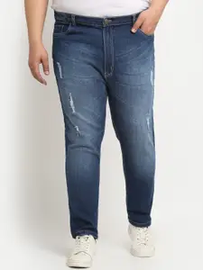 plusS Men Plus Size Comfort Low Distressed Regular-Fit Light Fade Stretchable Cotton Jeans