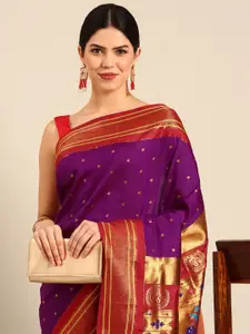 Varkala Silk Sarees Ethnic Motifs Zari Silk Blend Paithani Saree