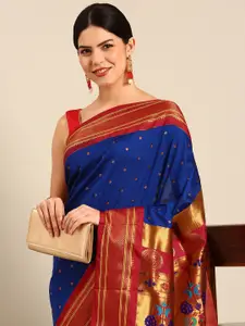 Varkala Silk Sarees Ethnic Motifs Zari Silk Blend Paithani Saree