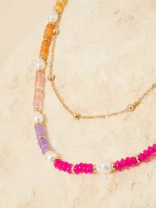 Accessorize Gold-Plated Beaded Layered Necklace