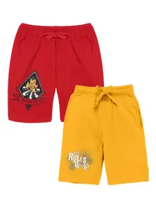 KiddoPanti Pack of 2 Boys Printed Pure Cotton Shorts