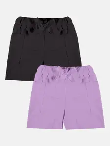 KiddoPanti Girls Pack Of 2 Cotton Regular Shorts
