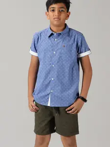 KiddoPanti Boys Printed Pure Cotton Shirt with Shorts