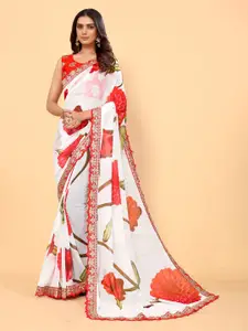 AVANSHEE Floral Printed Embroidered Saree