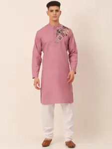 Jompers Embroidered Pure Cotton Kurta With Churidar