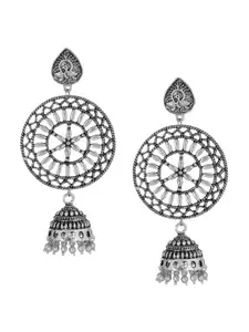 Mali Fionna Silver-Plated Contemporary Jhumkas Earrings