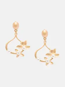 Mali Fionna Gold-Plated Beads Studded  Drop Earrings