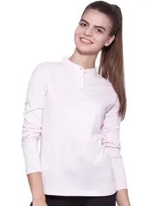 appulse Mandarin Collar Cotton Relaxed Fit T-shirt