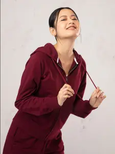 Nykd Hooded With Adjustable Drawstring Zipper Cotton Sweatshirt