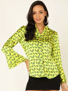 DODO & MOA Conversational Printed Satin Casual Shirt