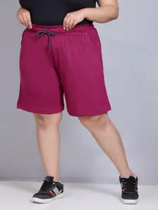 CUPID Women Plus Size Mid-Rise Cotton Lounge Shorts