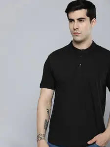 ether Solid Cotton Henley Neck T-shirt