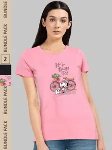 CHOZI Pack Of 2 Printed Cotton T-shirt