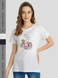 CHOZI Pack Of 2 Graphic Printed Running Cotton T-shirt