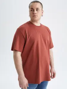 DeFacto Round Neck Drop-Shoulder Sleeve Pure Cotton T-shirt