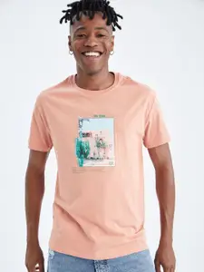 DeFacto Graphic Printed Drop-Shoulder Sleeves Cotton T-shirt