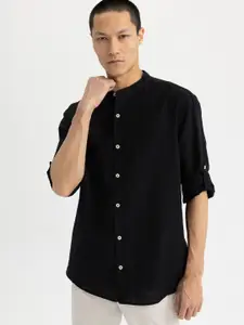 DeFacto Mandarin Collar Cotton Casual Shirt