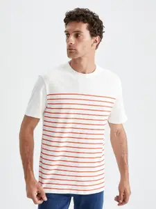 DeFacto Round Neck Striped Cotton T-shirt