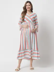 The Dry State Striped Maternity Fit & Flare Midi Dress