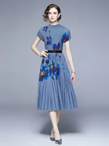 JC Collection Floral Printed Top with Skirt Set