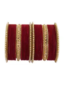 NMII Set Of 40 Artificial Stones Studded & Beaded Bangles