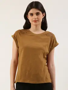 EVERYDAY by ANI Cotton Terry Top With Lace Inserts