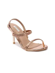 ELLE Rose Gold Ethnic Block Peep Toes with Buckles