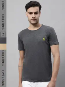 MACK JONNEY Pack Of 2 Typography Printed Cotton T-shirts