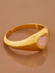 Accessorize Real Gold Plated Gold Z Rose Quartz Heart Signet Ring