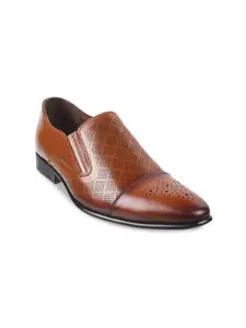 Mochi Men Perforated Leather Formal Slip-On Shoes