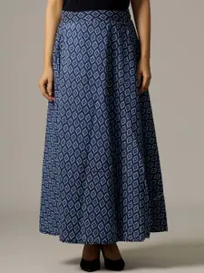 HANDICRAFT PALACE Printed Pure Cotton Wrap-Around Maxi Skirt