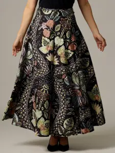 HANDICRAFT PALACE Printed Pure Cotton Wrap-Around Maxi Skirt