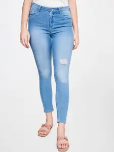 AND Women Skinny Fit Light Fade Low Distressed Jeans