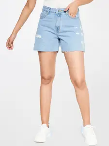 AND Women Pure Cotton Washed Denim Shorts