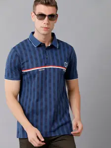Classic Polo Men Slim Fit Polo Collar Striped Cotton T-shirt