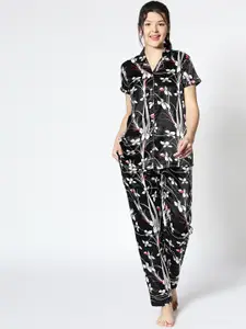 I like me Floral Printed Satin Night Suit