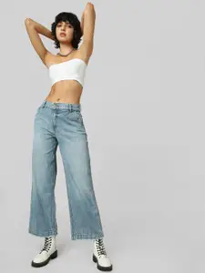 ONLY Women Onqsylvie Luna Wid Wide Leg High-Rise Light Fade Cotton Jeans