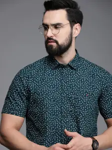 Louis Philippe Jeans Slim Fit Floral Printed Pure Cotton Casual Shirt