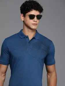 Louis Philippe Ath.Work Geometric Printed Polo Collar Slim Fit Casual T-shirt